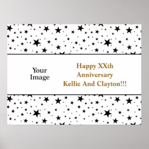 Aangepaste witte/zwarte sterren bericht/foto Jubil Poster