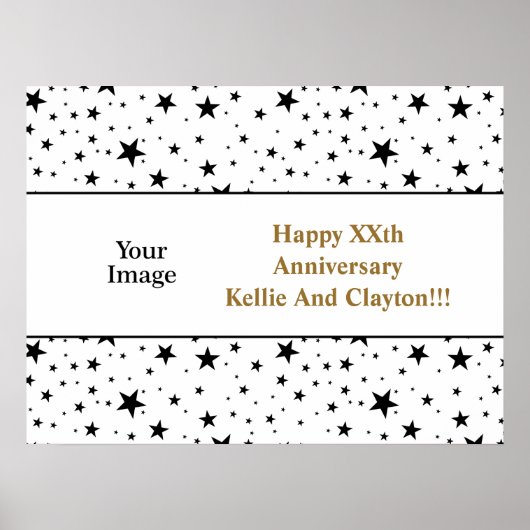 Aangepaste witte/zwarte sterren bericht/foto Jubil Poster (Voorkant)