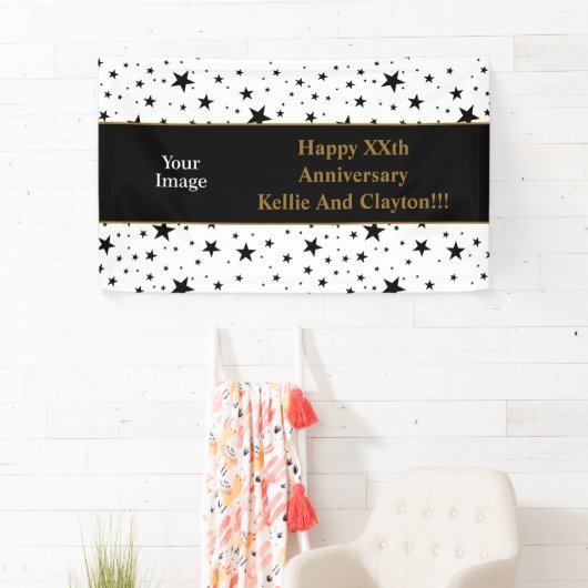 Aangepaste witte/zwarte sterren bericht/foto Jubil Spandoek (Insitu)