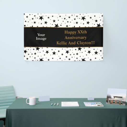 Aangepaste witte/zwarte sterren bericht/foto Jubil Spandoek (Beurs)