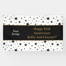Aangepaste witte/zwarte sterren bericht/foto Jubil