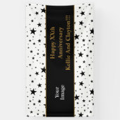 Aangepaste witte/zwarte sterren bericht/foto Jubil Spandoek (Verticaal)