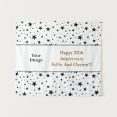 Aangepaste witte/zwarte sterren bericht/foto Jubil Wandkleed (Voorkant (horizontaal))