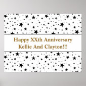 Aangepaste witte / zwarte sterren bericht Jubileum Poster (Voorkant)