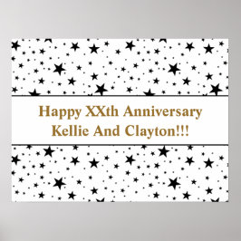 Aangepaste witte / zwarte sterren bericht Jubileum Poster