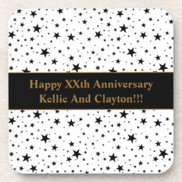 Aangepaste witte / zwarte sterren met bericht Jubi Bier Onderzetter