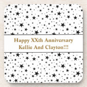 Aangepaste witte / zwarte sterren met bericht Jubi Bier Onderzetter (Voorkant)