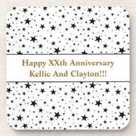 Aangepaste witte / zwarte sterren met bericht Jubi Bier Onderzetter