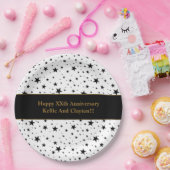 Aangepaste witte / zwarte sterren met bericht Jubi Papieren Bordje (Feest)