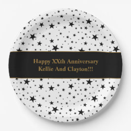 Aangepaste witte / zwarte sterren met bericht Jubi Papieren Bordje