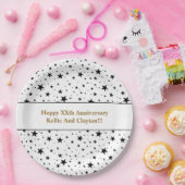 Aangepaste witte / zwarte sterren met bericht Jubi Papieren Bordje (Feest)