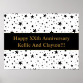 Aangepaste witte / zwarte sterren met bericht Jubi Poster (Voorkant)