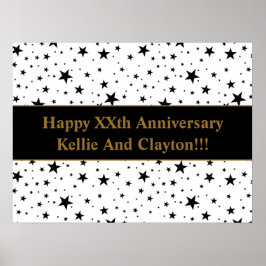 Aangepaste witte / zwarte sterren met bericht Jubi Poster