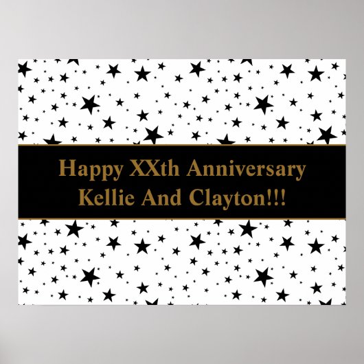 Aangepaste witte / zwarte sterren met bericht Jubi Poster (Voorkant)