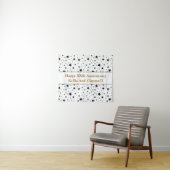 Aangepaste witte / zwarte sterren met bericht Jubi Wandkleed (In Situ (horizontaal))