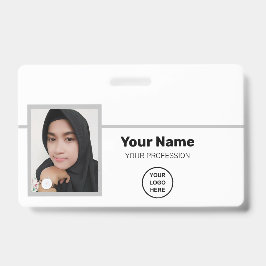 Aangepaste witwerknemer: foto, streepjescode, Logo Badge