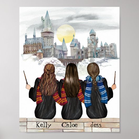 Aangepaste wizard-BFF-portret, Wizard School-Poste Poster (Voorkant)