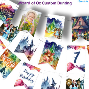 Aangepaste wizard van Oz Bunting voor feestjes Vlaggetjes
