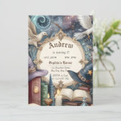 Aangepaste Wizards Magische verjaardagsfeestje Kaart (Staand voorkant)