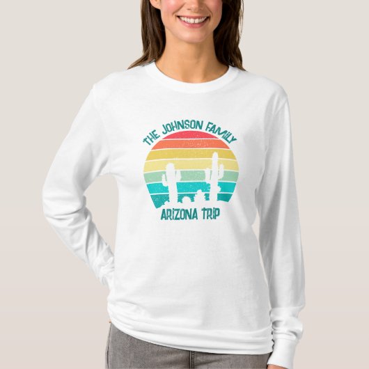 Aangepaste woestijncactus zonsondergang Dames lang T-shirt (Voorkant)