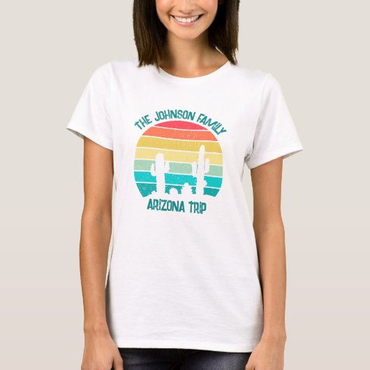 Aangepaste woestijncactus zonsondergang reis dames t-shirt (Voorkant)