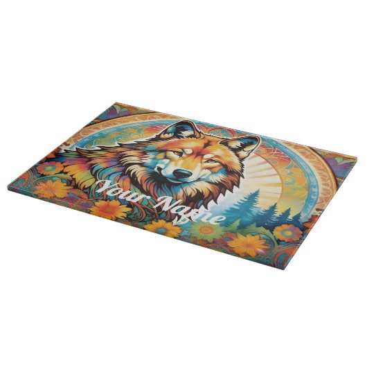 Aangepaste Wolf glas snijplank (Hoek)