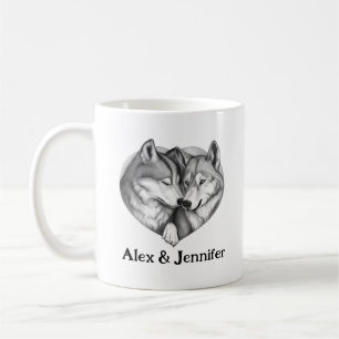Aangepaste Wolf Koppel Namen Gepersonaliseerd Koffiemok