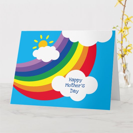 Aangepaste wolken, zonneschijn en regenboog Moeder Kaart (Gele Bloem)