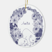 Aangepaste Wombat Kerstmis Blauw Keramisch Ornament (Links)