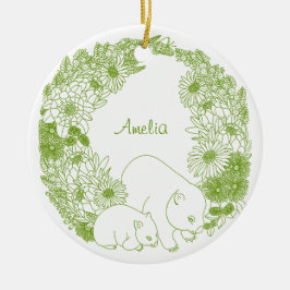 Aangepaste Wombat Kerstmis Groen Keramisch Ornament