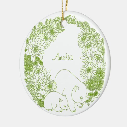 Aangepaste Wombat Kerstmis Groen Keramisch Ornament (Links)