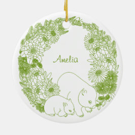 Aangepaste Wombat Kerstmis Groen Keramisch Ornament