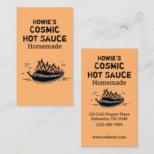 Aangepaste Woodcut Art Chili Pepper Homemade Hot S Visitekaartje (Voorkant / Achterkant)