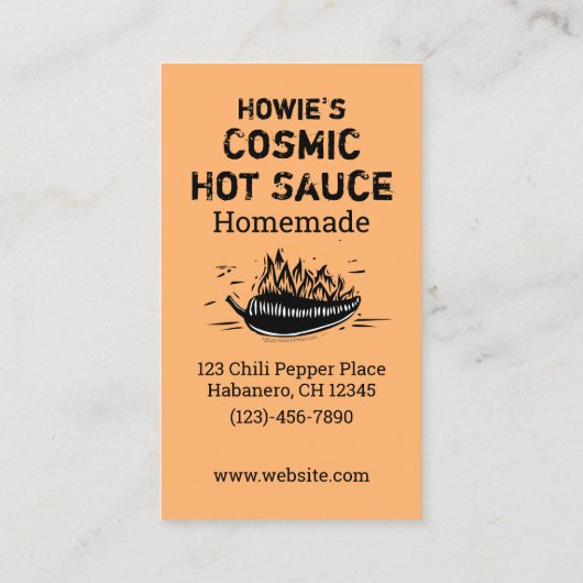 Aangepaste Woodcut Art Chili Pepper Homemade Hot S Visitekaartje (Achterkant)