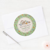 Aangepaste Woodland Dieren Baby shower Ronde Sticker (Envelop)