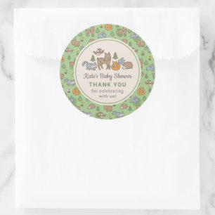 Aangepaste Woodland Dieren Baby shower Ronde Sticker