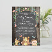 Aangepaste Woodland dieren baby shower uitnodiging (Staand voorkant)