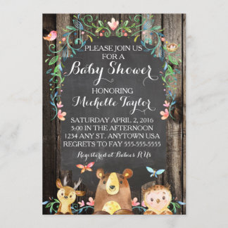 Aangepaste Woodland dieren baby shower uitnodiging