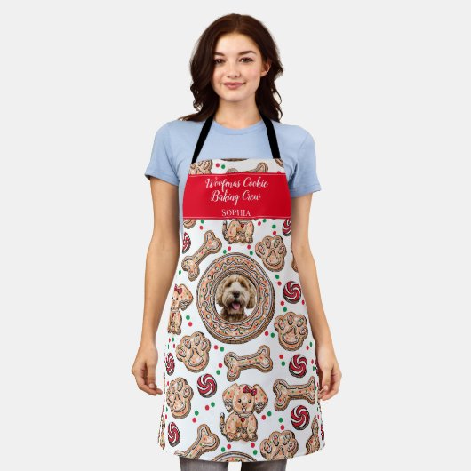Aangepaste Woofmas Cookie Baking Crew Pet Dog Xmas Schort (Gedragen)