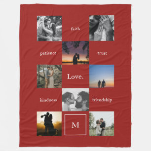 Aangepaste woorden Foto's Zinvolle gift in rood Fleece Deken