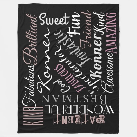 Aangepaste woorden gepersonaliseerde positieve ken fleece deken (Voorkant)