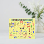 Aangepaste Word Cloud Persoonlijke familienaam Briefkaart (Staand voorkant)