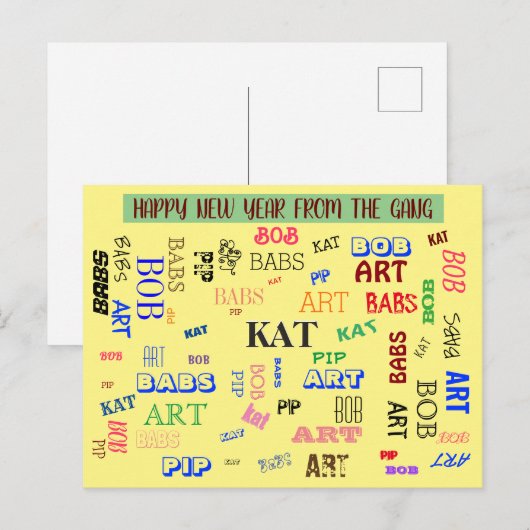 Aangepaste Word Cloud Persoonlijke familienaam Briefkaart (Voorkant / Achterkant)