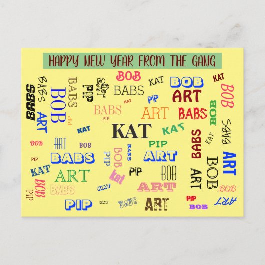 Aangepaste Word Cloud Persoonlijke familienaam Briefkaart (Voorkant)