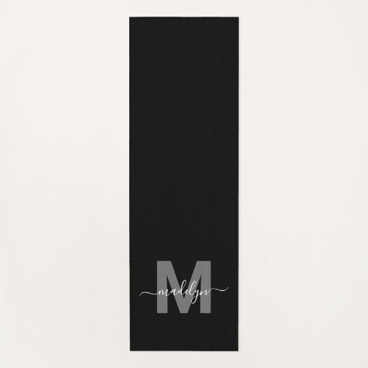 Aangepaste Workout Initiaal Naam Monogram Zwart Yogamat (Voorkant)