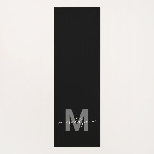 Aangepaste Workout Initiaal Naam Monogram Zwart Yogamat (Achterkant)