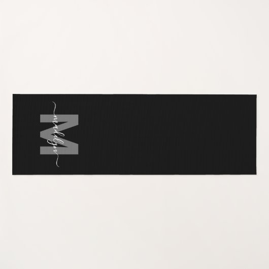 Aangepaste Workout Initiaal Naam Monogram Zwart Yogamat (Voorkant (horizontaal))
