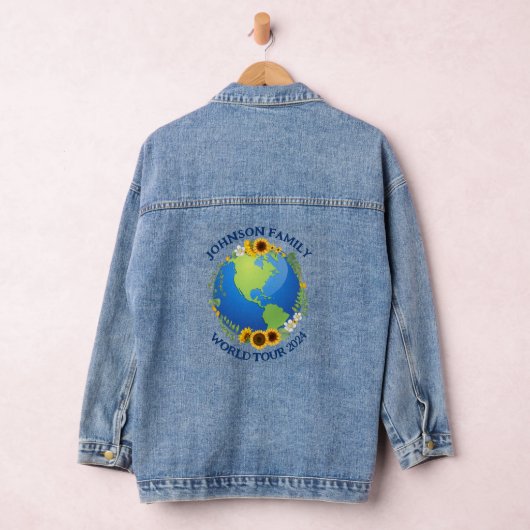 Aangepaste World Tour Aarde in Zonnebloemen Band Denim Jacket (Hangar)
