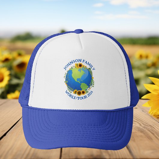 Aangepaste World Tour Aarde in Zonnebloemen Cool T Trucker Pet