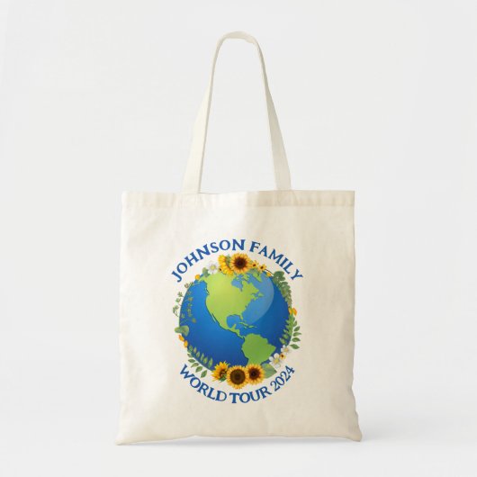 Aangepaste World Tour Aarde in Zonnebloemen Reizen Tote Bag (Voorkant)